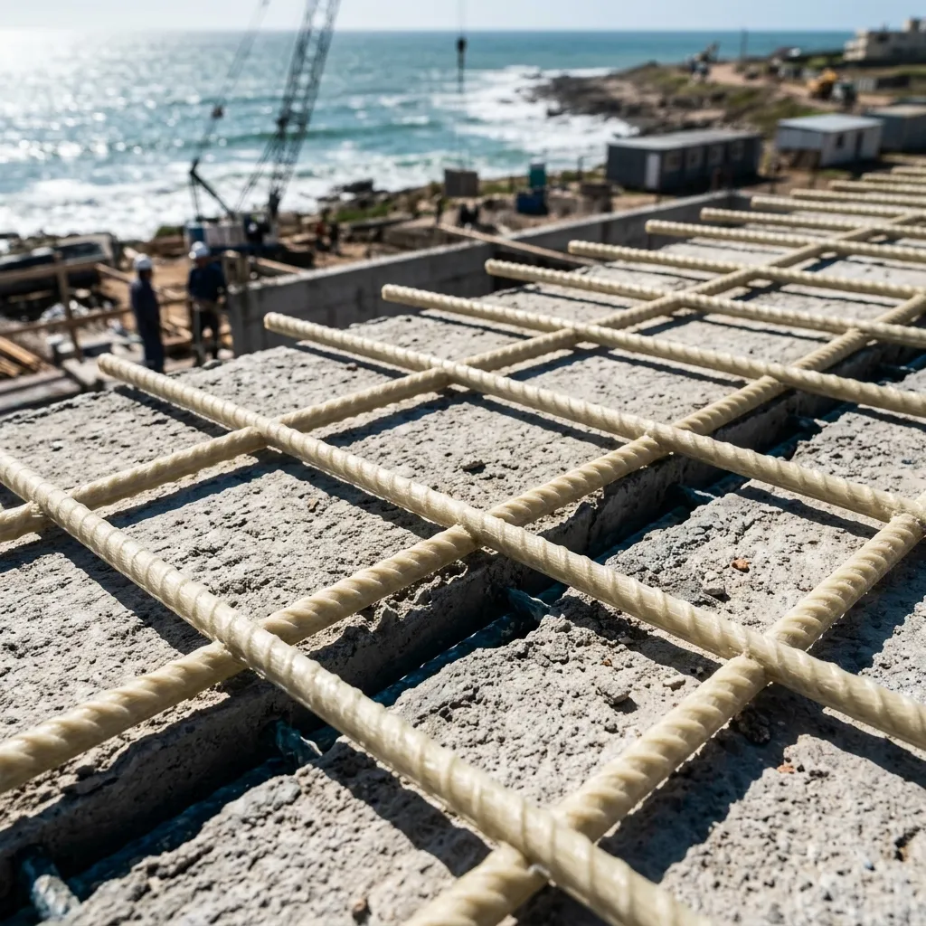 Mallas y varillas de fibra de vidrio PRFV TopFiber en obra